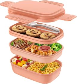 Bento Box Adult Lunch Box,3 Stackable Bento Lunch Containers for Adults/Kids, Modern Minimalist Design Bento Box with Utensil Set