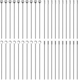 40Pcs Cocktail Picks Stick, Stainless Steel Martini Picks, Reusable Metal Cocktail Skewers Olives Appetizers Bloody Mary Brandied