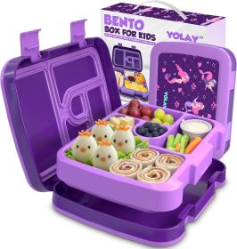 Bento Box for Kids Lunch Box Leak-Proof, 5-Compartment Lunch Box Kids for Ages 3-10, Durable with Anti-Slip Base, Suitable for Schools