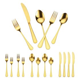VEVOR 100-Piece Gold Silverware Set, Food-Grade Stainless Steel Flatware Utensils for 20, Mirror Finished Cutlery Set