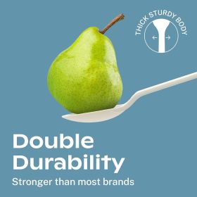 Ivory White 100% Compostable Spoons - 120 Heavy Duty No Plastic Spoons (6.5 inch) - Break Resistant with Smooth Edges