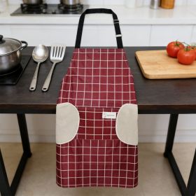 Plaid,Apron,Red 3327 (Option: 6926398663327)