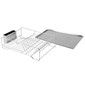 2 Size Optional Dish Drying Rack Stainless Steel Dish Rack With Drainboard Cutlery Holder Kitchen Dish Organizer (Option: S)