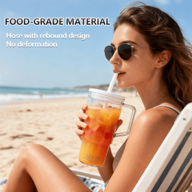 40oz Tritan BPA-Free Large Tumbler with Straw & Handle Reusable Water Cup (Color: White)