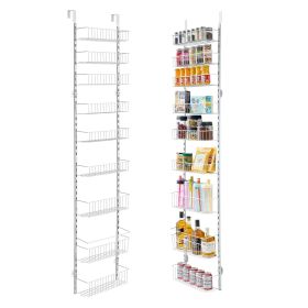VEVOR Over the Door Pantry Organizer, 9-Tier Pantry Organization and Storage, Heavy-Duty Steel Hanging Spice Rack, Adjustable Wall Seasoning Shel (Color: White, Number of Layers: 9)